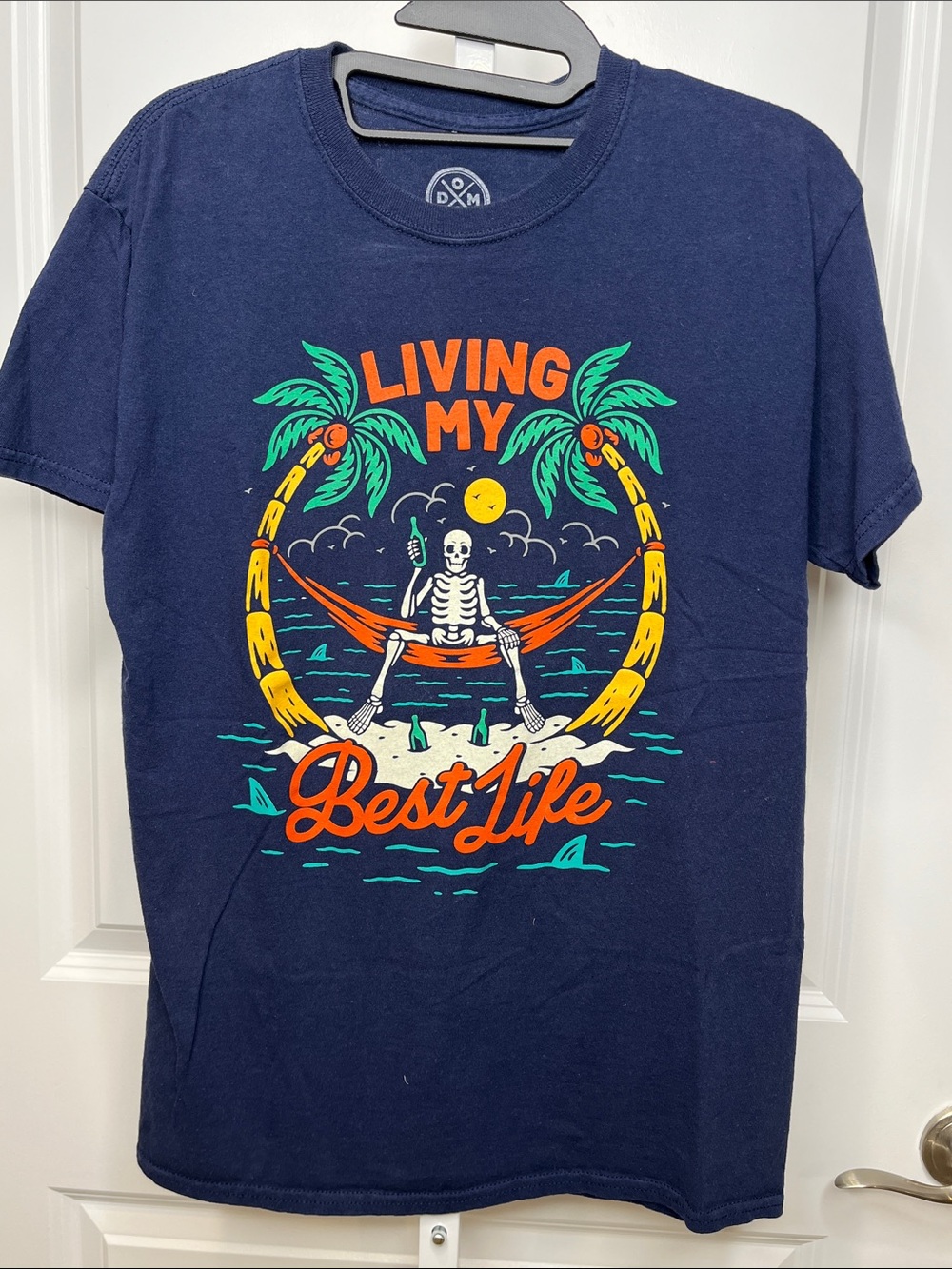 Living My Best Life Graphic Tee - Navy Women's Short Sleeve Halloween Medium 🎃